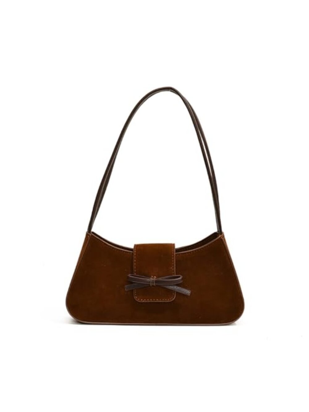 Suede Shoulder Bag Small Cute Bow Purse Y2K Hobo Handbag Clutch Underarm Purse